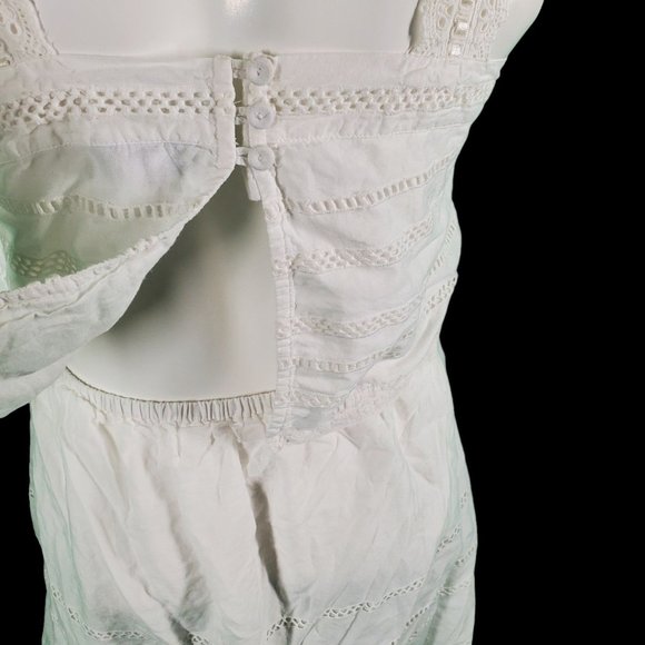 TopShop Boho Eyelet Lace Trim Overly Crochet Cotton Sundress White Sz 6 - Picture 8 of 13